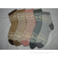 Knitted Warm Double Cylinder Socks , Jacquard Mercerized Cotton Socks For Girls